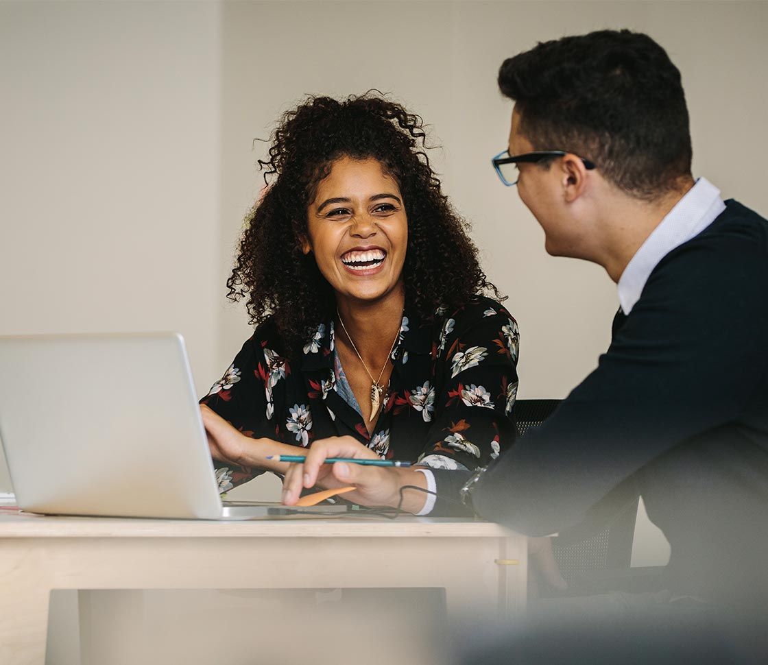 Colleagues discussing career options