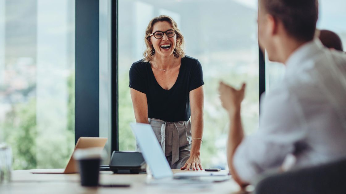 Colleagues discussing career options